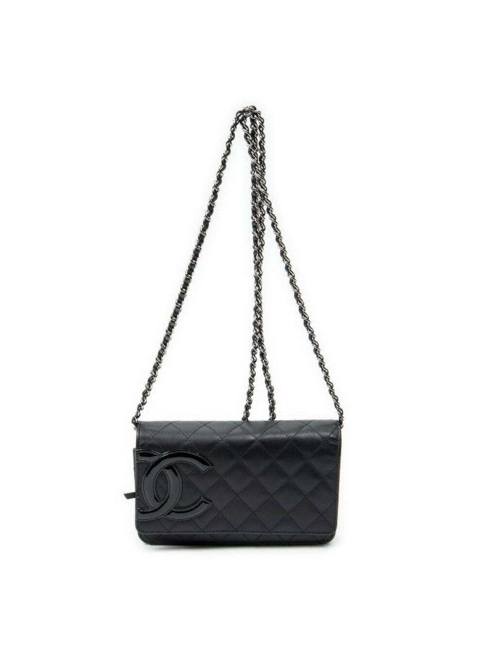 Chanel Cambon Line Chain Wallet Black Quilted Calfskin